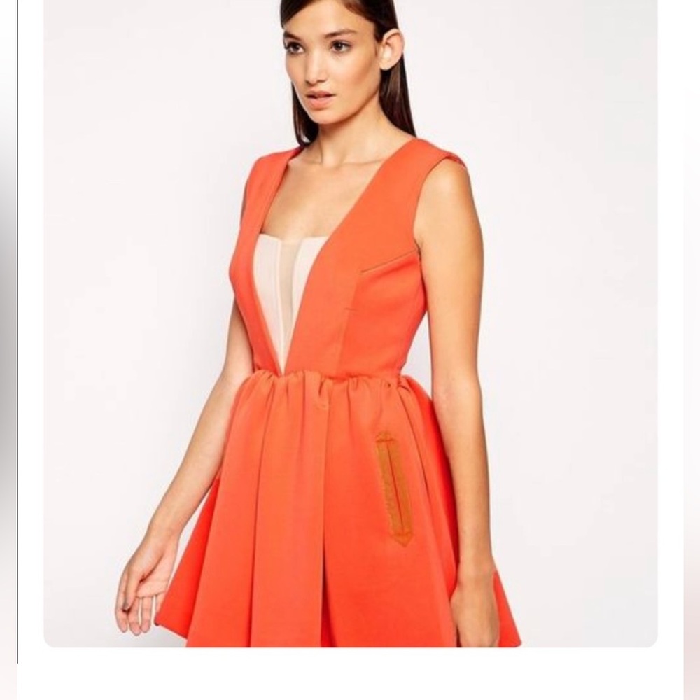 Three Floor Vibrant Orange Mini Dress